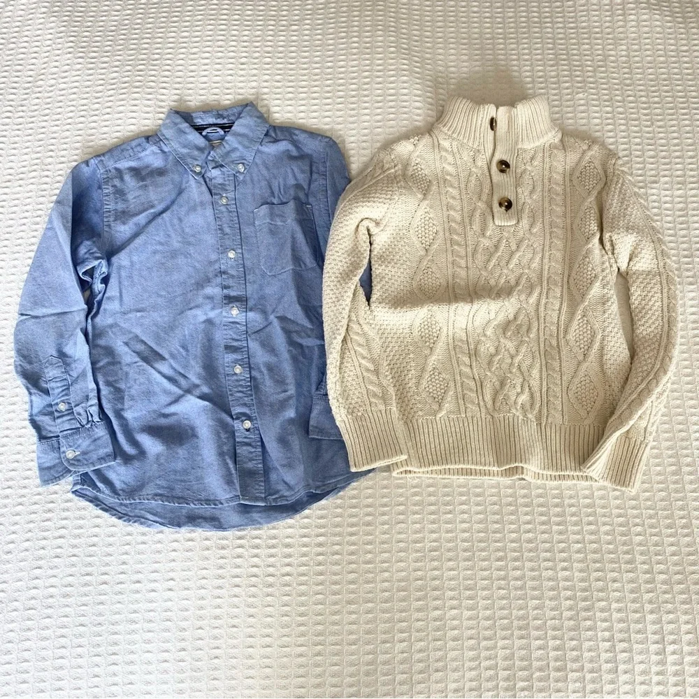 GAP Kids Cream Knit Sweater and Blue Children’s Place button down